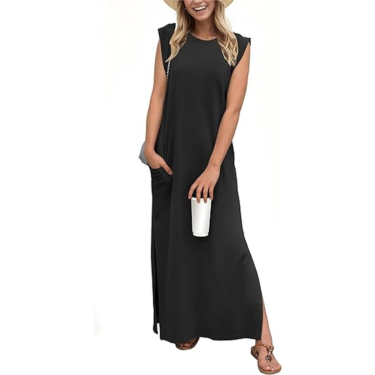 GRECERELLE Womens Summer Casual T Shirt Dresses V-Neck Short Sleeve a Line Dress with Pockets